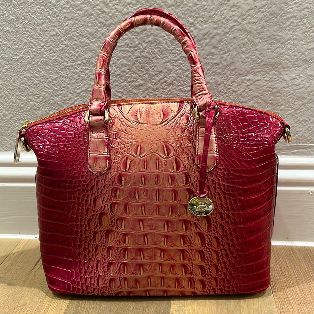 Brahmin Duxbury Satchel Lotus Melbourne Genuine Leather Handbag
